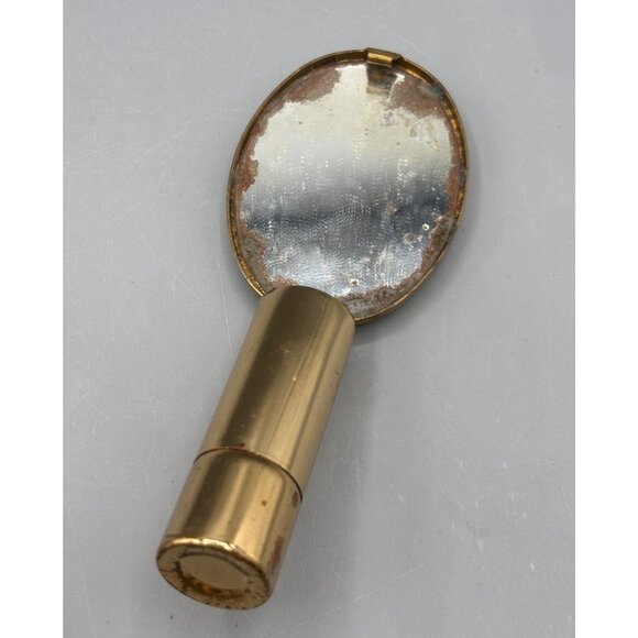 Vtg Owl Lipstick Holder With Mirror Brass Tone Retro Travel‎ Vanity - Picture 3 of 5